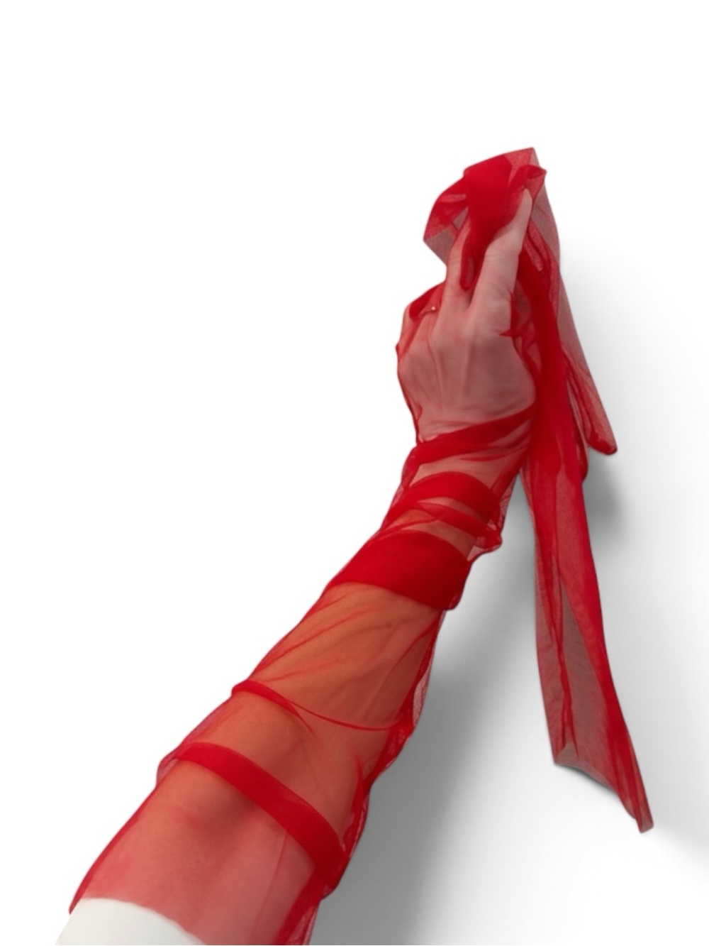 Sheer Red Opera Gloves - Women's Accessories